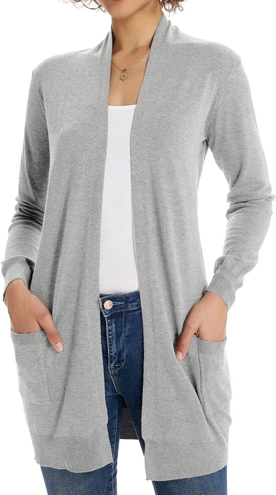 GRACE KARIN Women Lightweight Cardigan Sweaters with Pocket Long Sleeve Shrugs | Amazon (US)