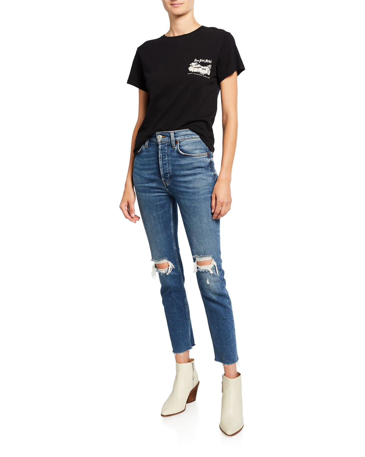High-Rise Skinny Ankle Cropped Jeans | Neiman Marcus