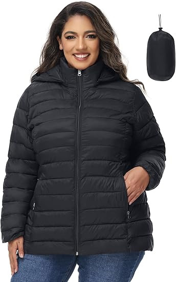 ROYAL MATRIX Women's Plus Size Puffer Jacket with Hood, Packable Lightweight Quilted Travel Outwe... | Amazon (US)