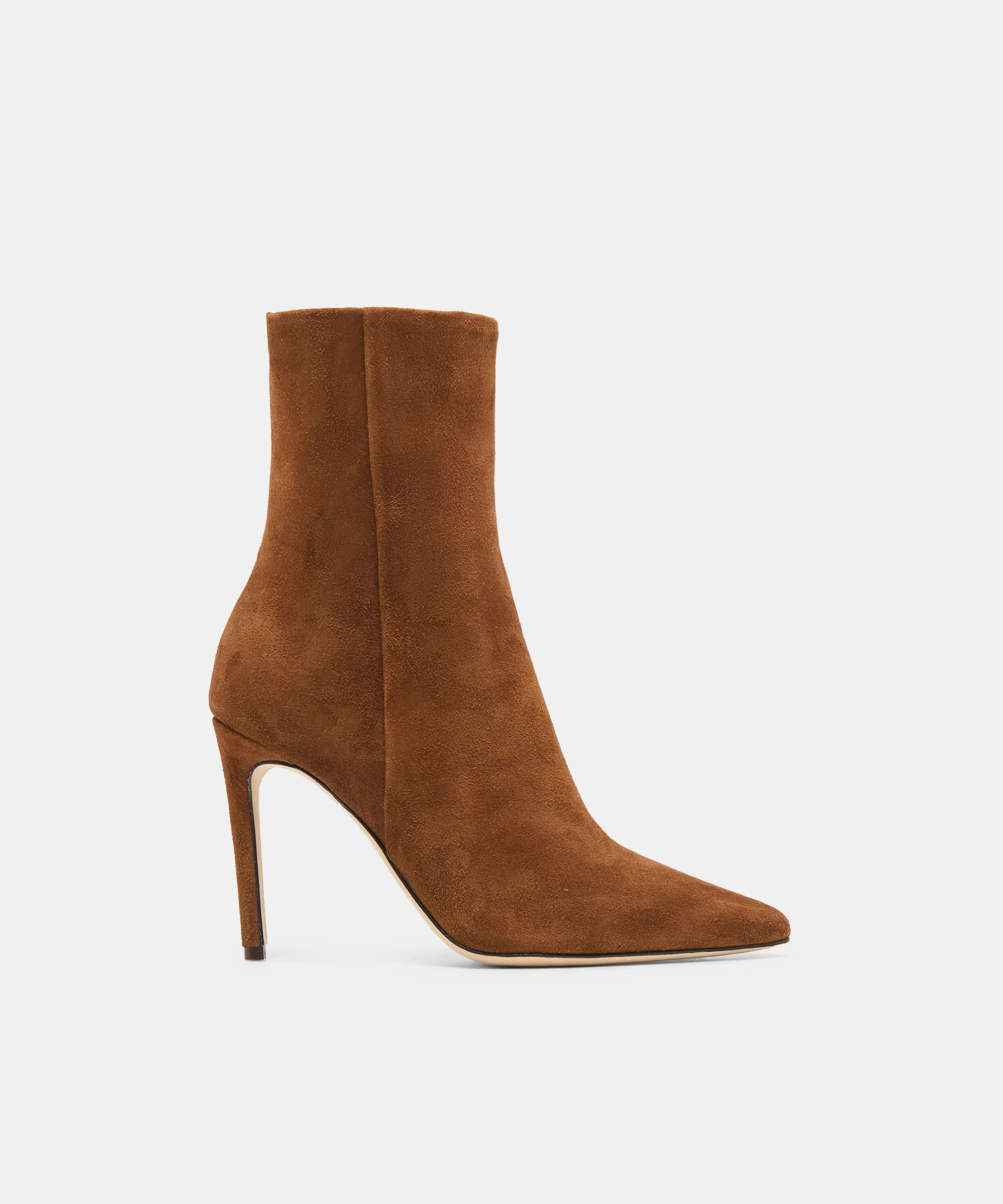 DANITY Chestnut Suede Pointed-Toe Stiletto Booties | Dolce Vita | DolceVita.com