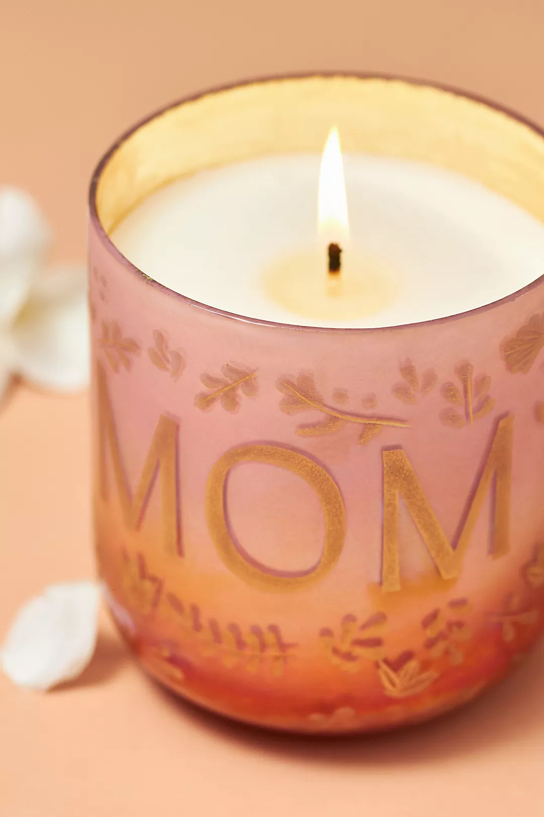 Ombré Monogram "Mom" Floral Night Gardenia Candle | Anthropologie (US)