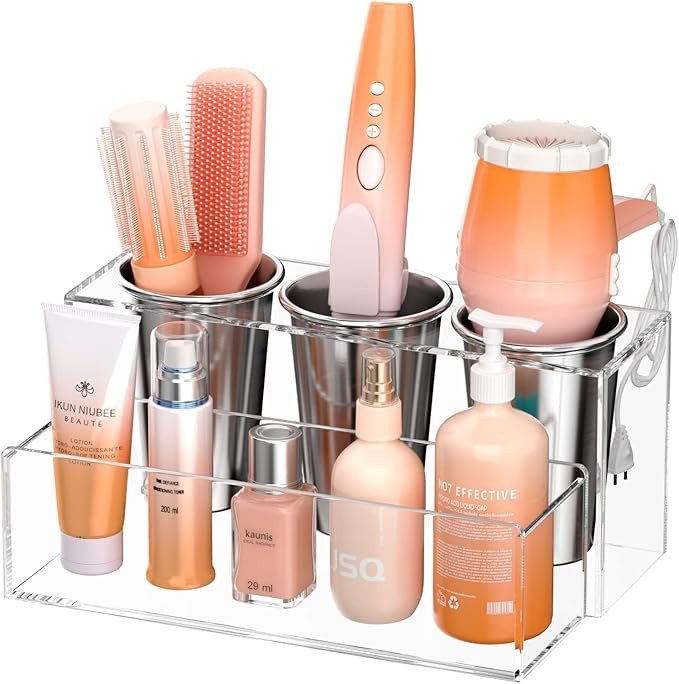 NIUBEE Hair Tool Organizer, Acrylic Hair Dryer and Styling Holder, Bathroom Countertop Blow Dryer... | Amazon (US)