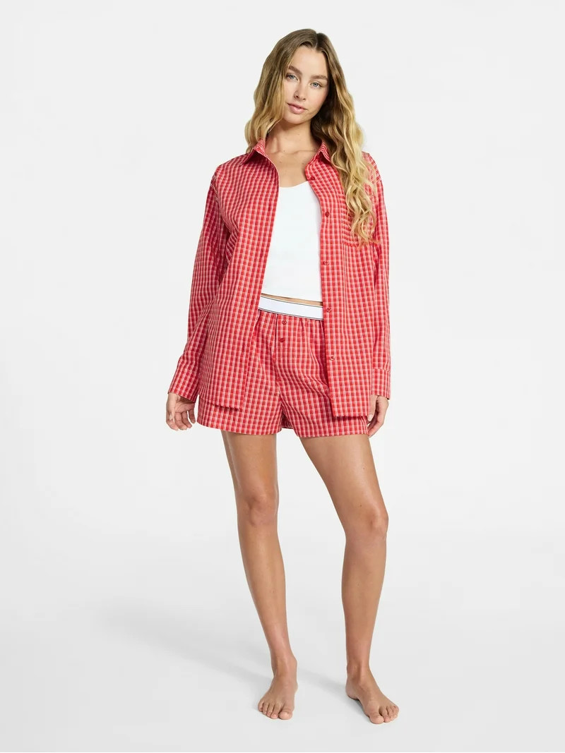 No Boundaries Sleepwear Cotton Boxer Shorts, 3'' Inseam, Women's XS-XXL | Walmart (US)