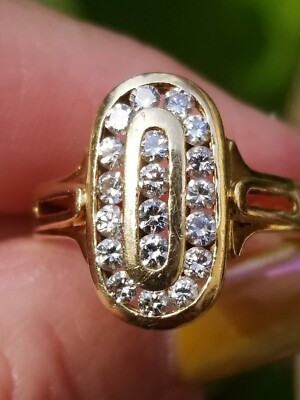 Vintage VS Round  Diamond Channel Double Frame gold ring | eBay US