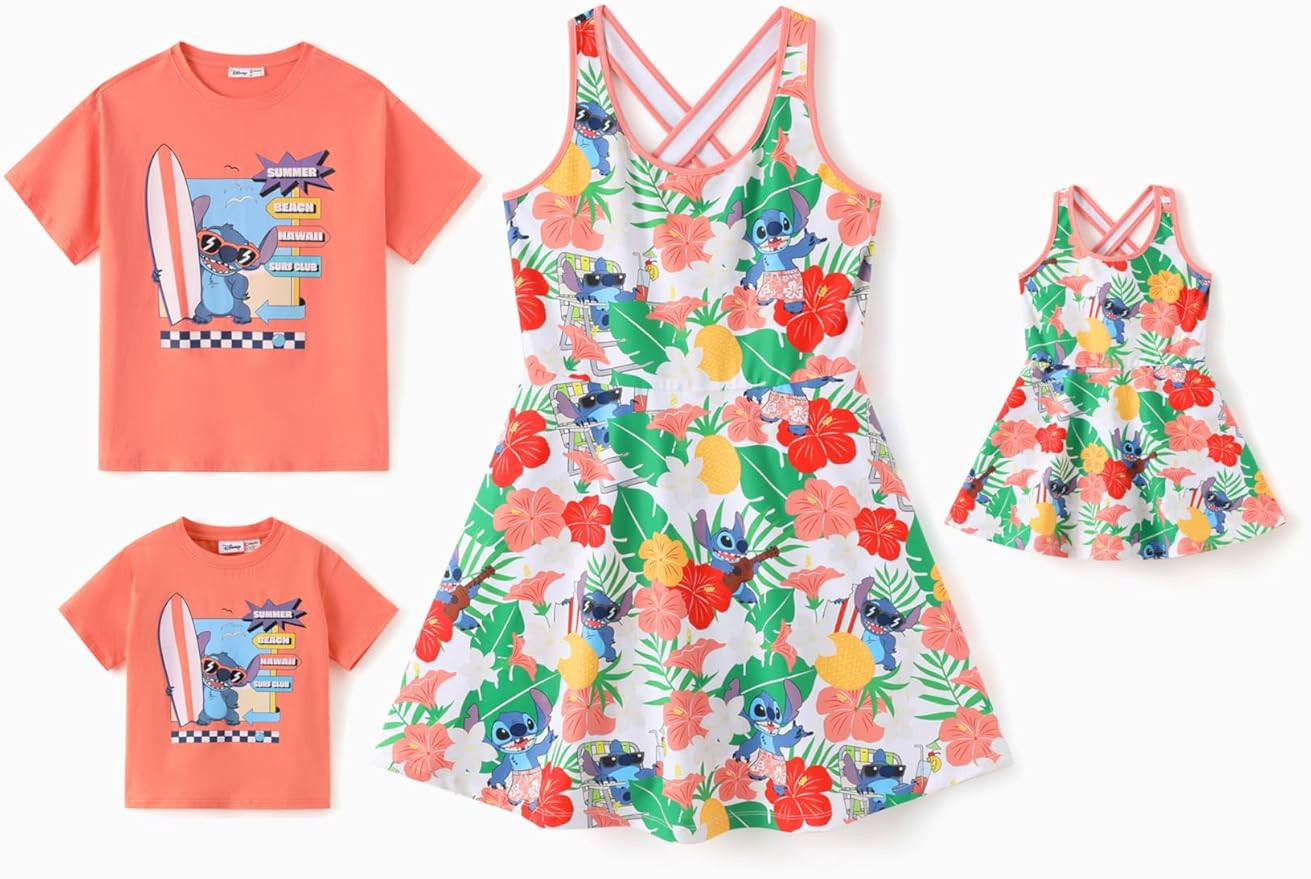 Disney Mickey and Friends Family Matching Outfits Sleeveless Dress and Short Sleeve Shirts for Mo... | Amazon (US)