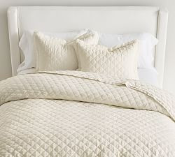 Classic Ivory Belgian Flax Linen Diamond Quilt King | Pottery Barn (US)