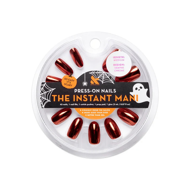 Olive & June Instant Mani Medium Oval Press-On Nails, Vampire Chrome, 42 Pieces | Walmart (US)
