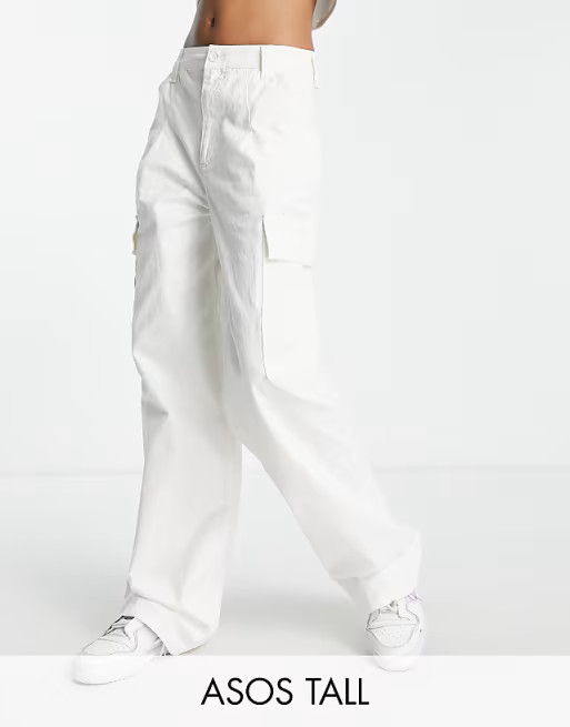 ASOS DESIGN Tall oversized cargo pants in ecru | ASOS (Global)