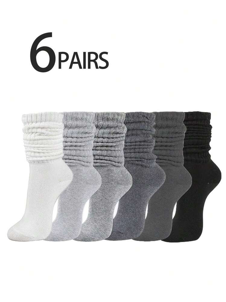 6 Pairs Women's Multi-Color Slouch Crew Socks, Slouchy Socks, Fashionable Versatile Daily High-Qu... | SHEIN