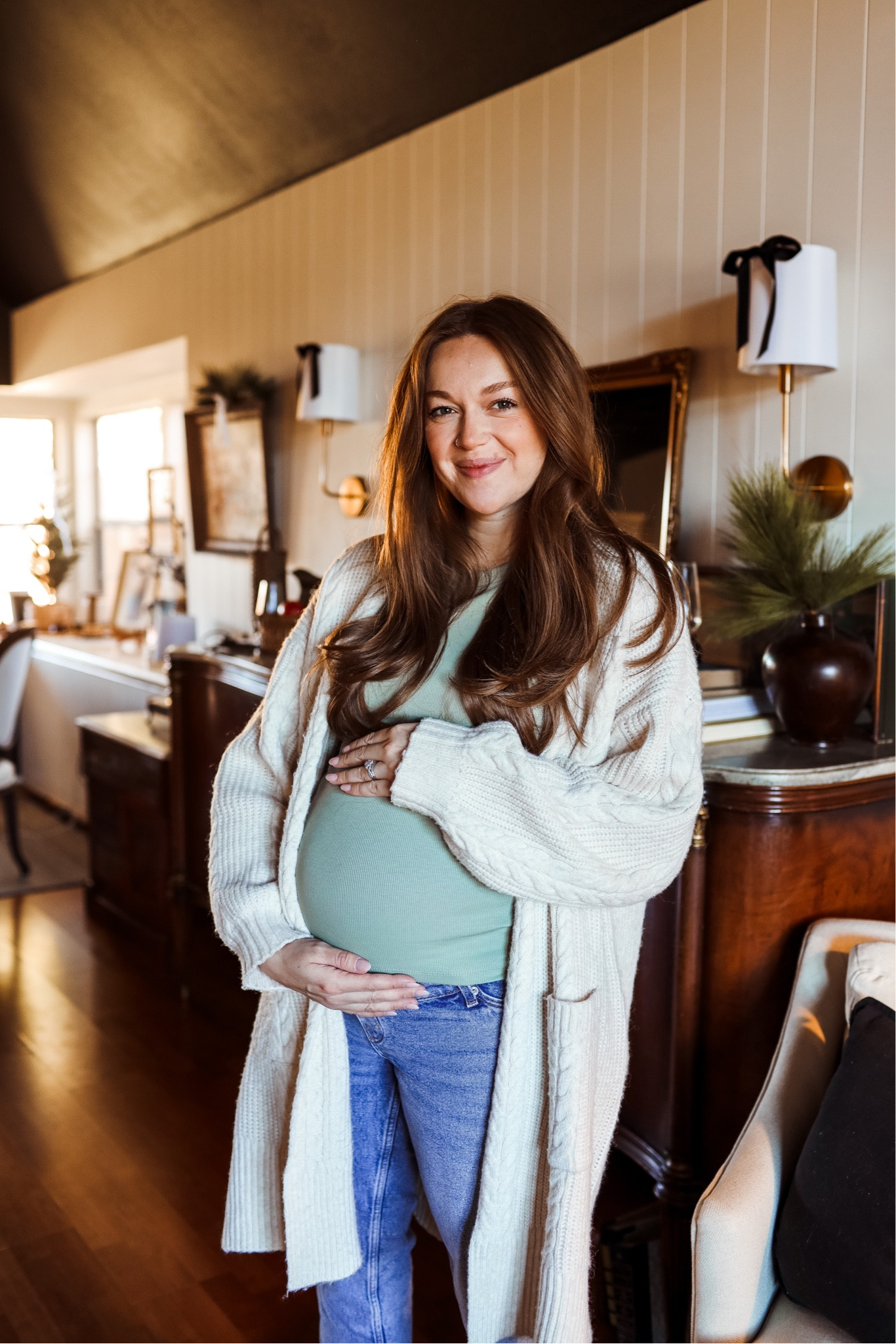 Officially in my third trimester of pregnancy! This tank from Madewell is the perfect length to cover the maternity jean stretch. This sweater I’ve actually been living in and has been a huge staple in my closet this season.

#LTKbump #LTKGiftGuide