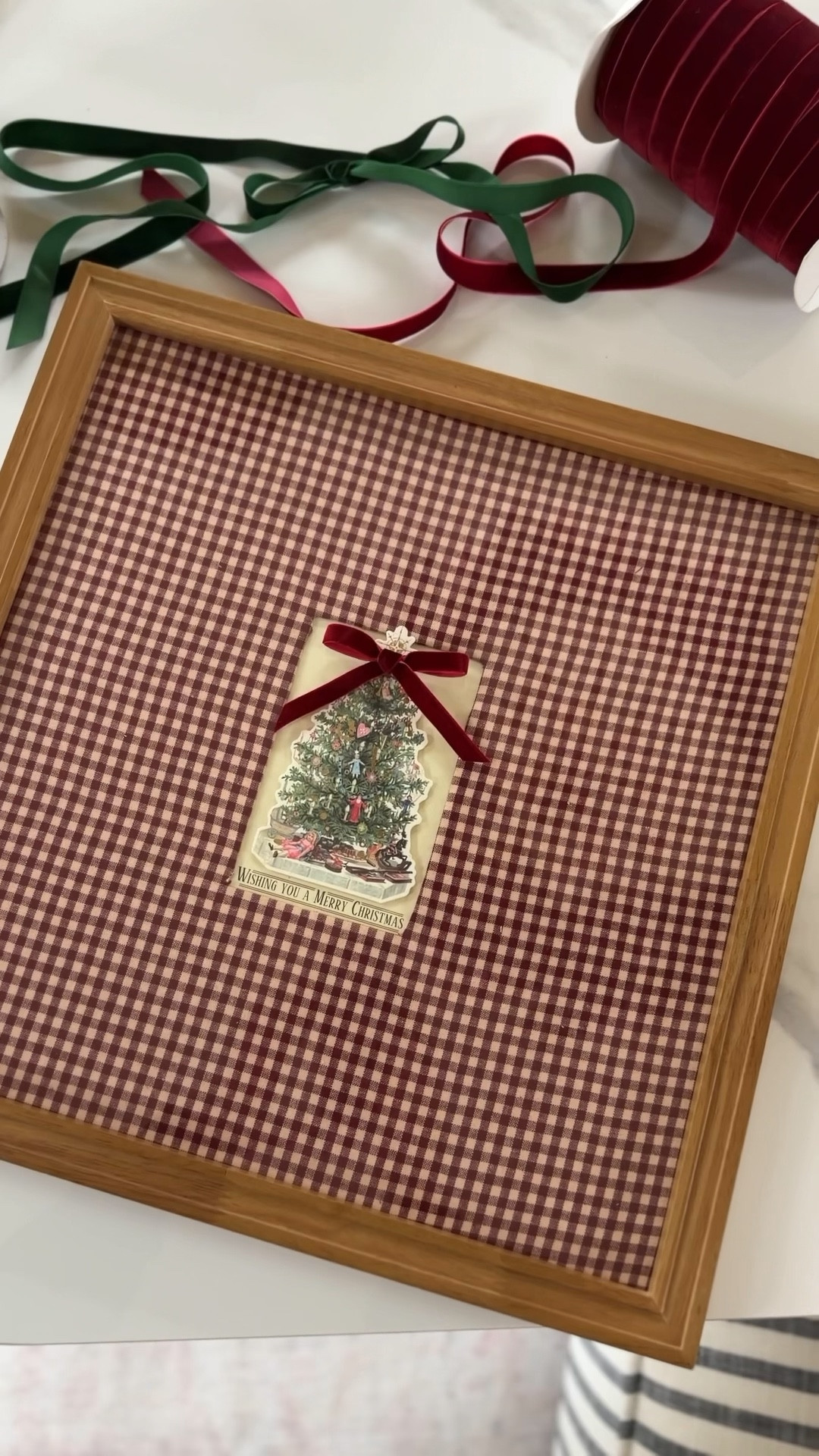 There’s just something about a beautiful vintage inspired Christmas card… ✨ 🎄 
I found these gorgeous ones on one of my  HomeGoods trips and instantly knew they needed to be more than cards. So I pulled out some leftover fabric, grabbed my favorite frame, and turned them into the coziest little pieces of cottage-Christmas art.
Simple, sentimental, and honestly my favorite kind of holiday magic. 🎄🕯️

#LTKHoliday #LTKHome #LTKSeasonal