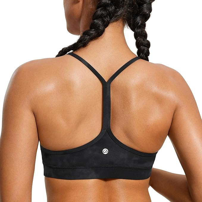 CRZ YOGA Butterluxe Y Back Sports Bras for Women - Padded Racerback Low Impact Spaghetti Thin Str... | Amazon (US)