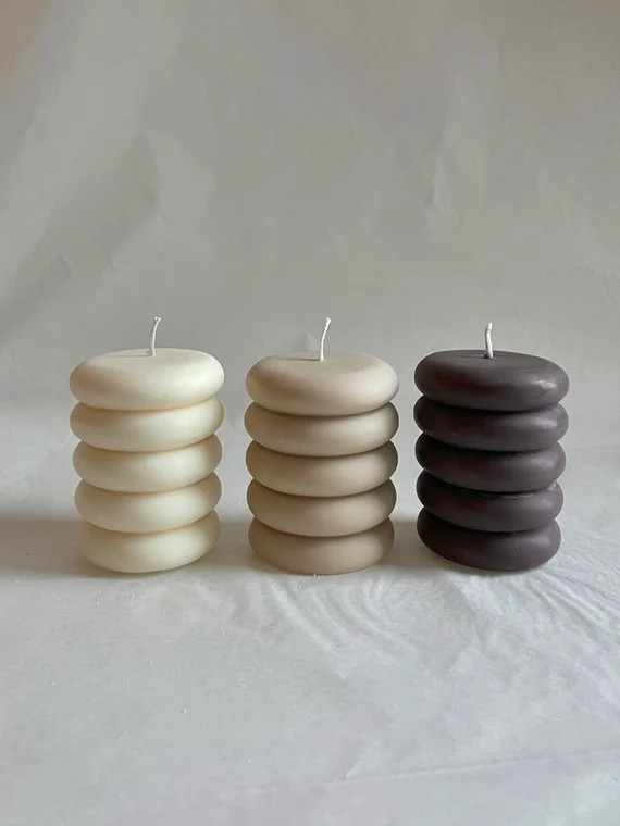 BAGEL Candle  VEGAN  Donut  Disc  Ripple  Decoration  | Etsy | Etsy (US)