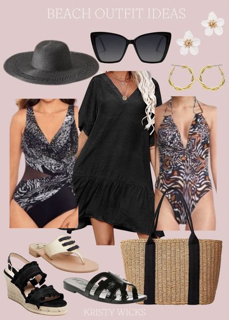 Beach outfit look! The swimsuits are on sale for $56 from $195 and $99 from $186 at Off Saks Fifth Avenue! So cute and stylish paired with the adorable black cover up! 

Complete the look with the adorable sandals all at a great value!  

Have fun in the sun! ☀️



#LTKswim #LTKFind #LTKSeasonal