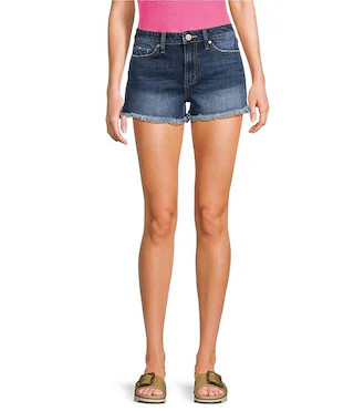 High Rise Fray Hem Shorts | Dillard's