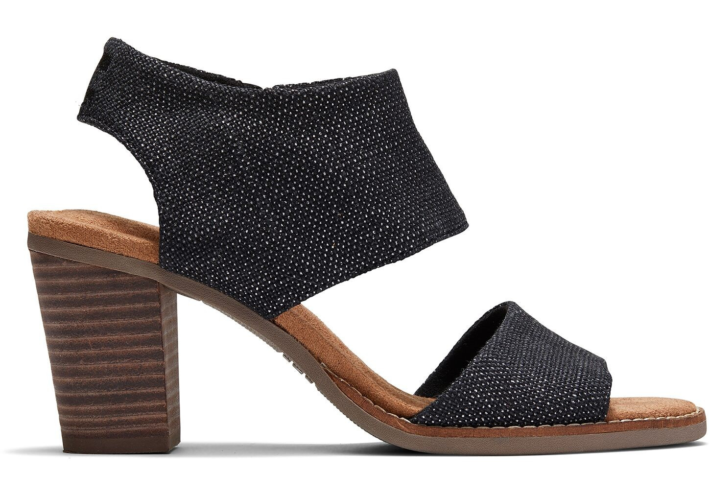 Black Foil Woven Women's Majorca Cutout Sandals | TOMS (US)