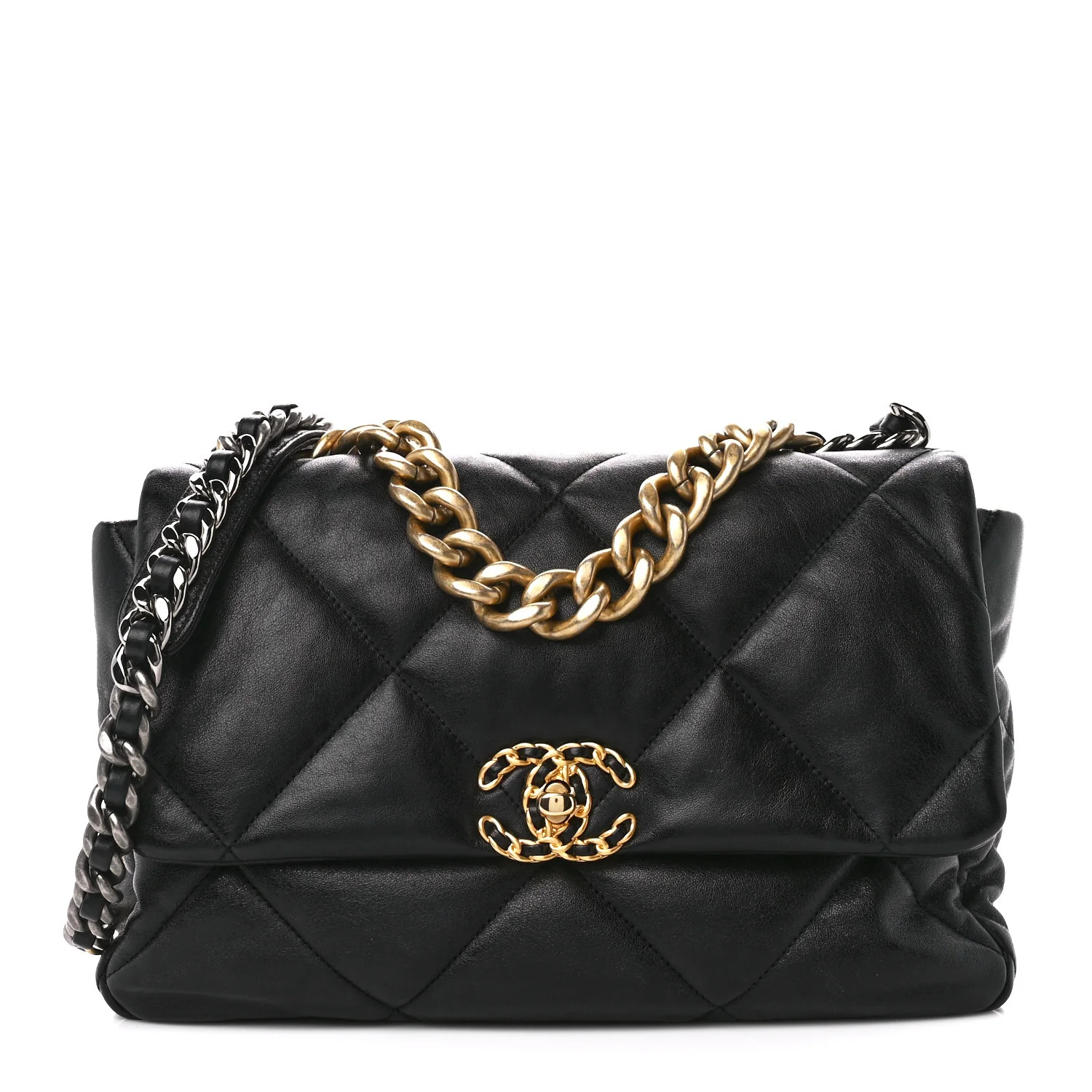 Lambskin Quilted Large Chanel 19 Flap Black | FASHIONPHILE (US)