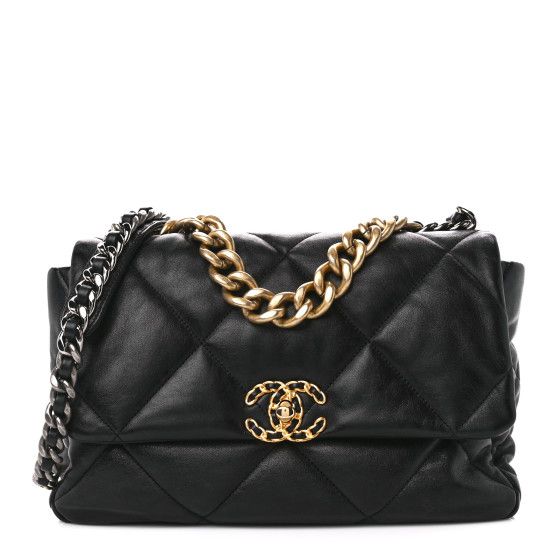 Lambskin Quilted Large Chanel 19 Flap Black | FASHIONPHILE (US)