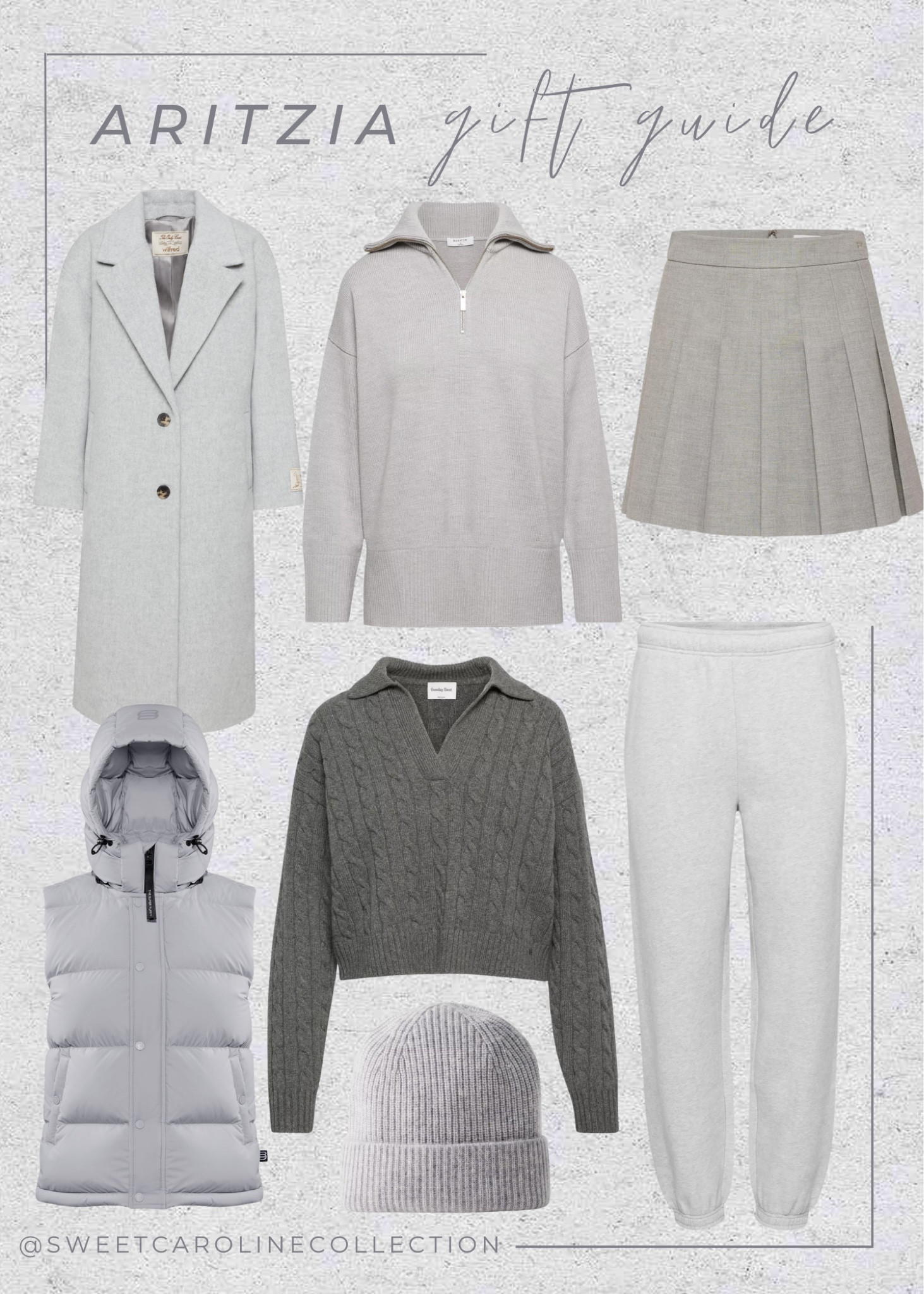 ARITZIA gift guide 🩶🎁

Coat, vest, sweater, hat, Work pants, pleated skirt, long coat, top, blouse, Off the shoulder dress, knit dress, leather pants, black dress, black outfit, date night look, birthday outfit, casual wear, trendy, new arrivals, best seller, Party dress, holiday dress, holiday outfit, holiday style, Christmas dress, new years dress, satin dress, velvet dress, strapless dress, elegant dress, Dress, work dress, office look, professional dress, mini dress, midi dress, long sleeve dress, plaid dress, tweed dress, Sweater, cardigan, satin pants, trousers, jeans, turtleneck, midi skirt, mini skirt, stripe sweater, shoes, jeans, dress, bag, purse, jewelry, hat, turtleneck, scarf, skirt, coat, blazer, pants, sweater dress, bodysuit, vest, jacket, top, blouse, blazer, thanksgiving outfit, fall style, fall fashion, mango, aritzia, Zara, H&M, j.crew, workwear, office outfit, style, luxe, high end, classic, chic, winter style, fashion, holiday outfit, sale alert, under 300, under 200, under 100, under 50, new arrivals, best seller, sweet Caroline collection 

#LTKSeasonal #LTKHoliday #LTKGiftGuide