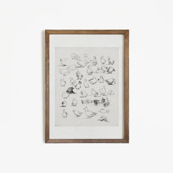 Vintage Nursery Sketch Art  Antique Ducks Drawing  Farmhouse | Etsy | Etsy (US)