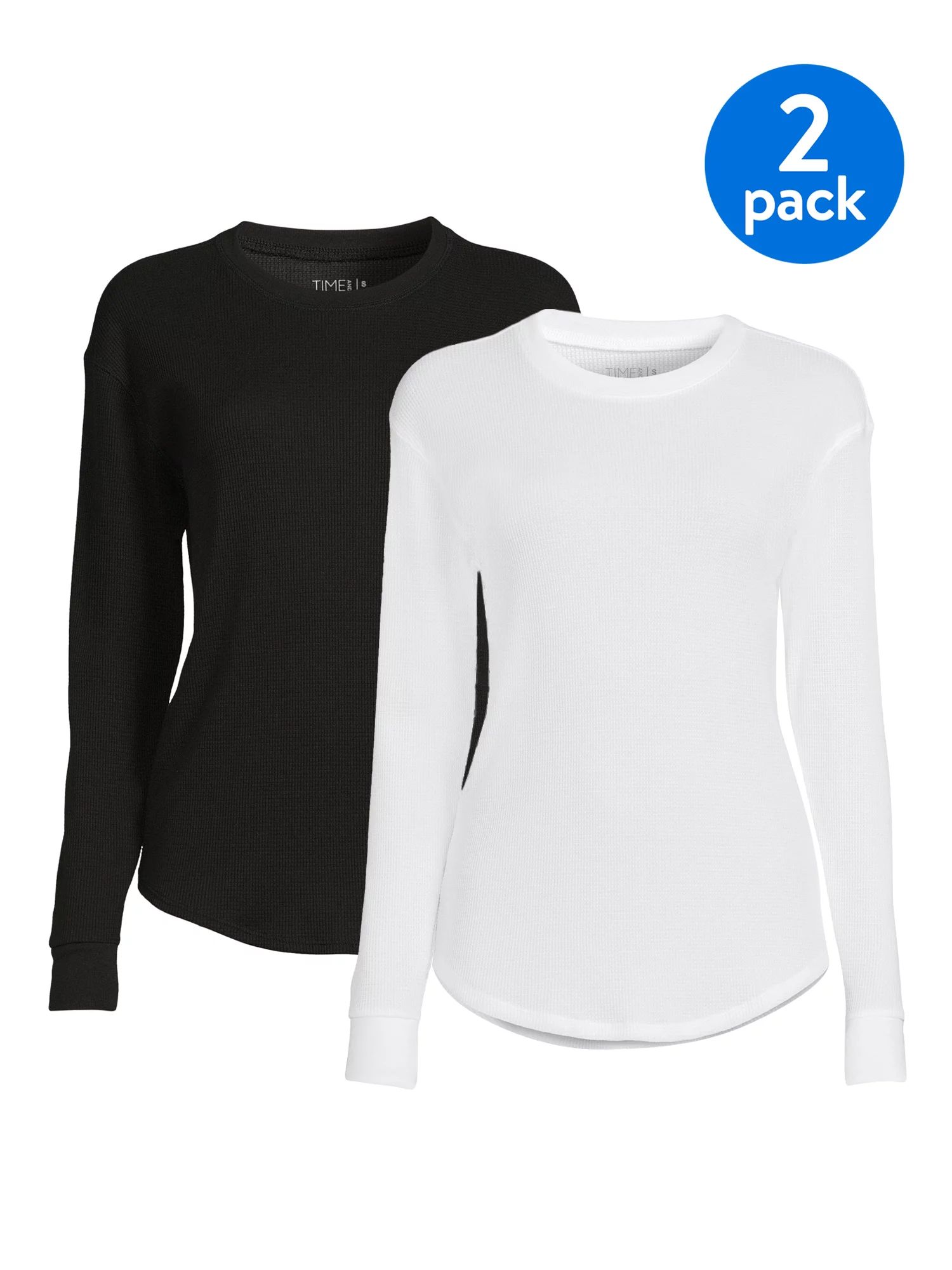 Time and Tru Women's Long Sleeve Thermal Top, 2-Pack | Walmart (US)