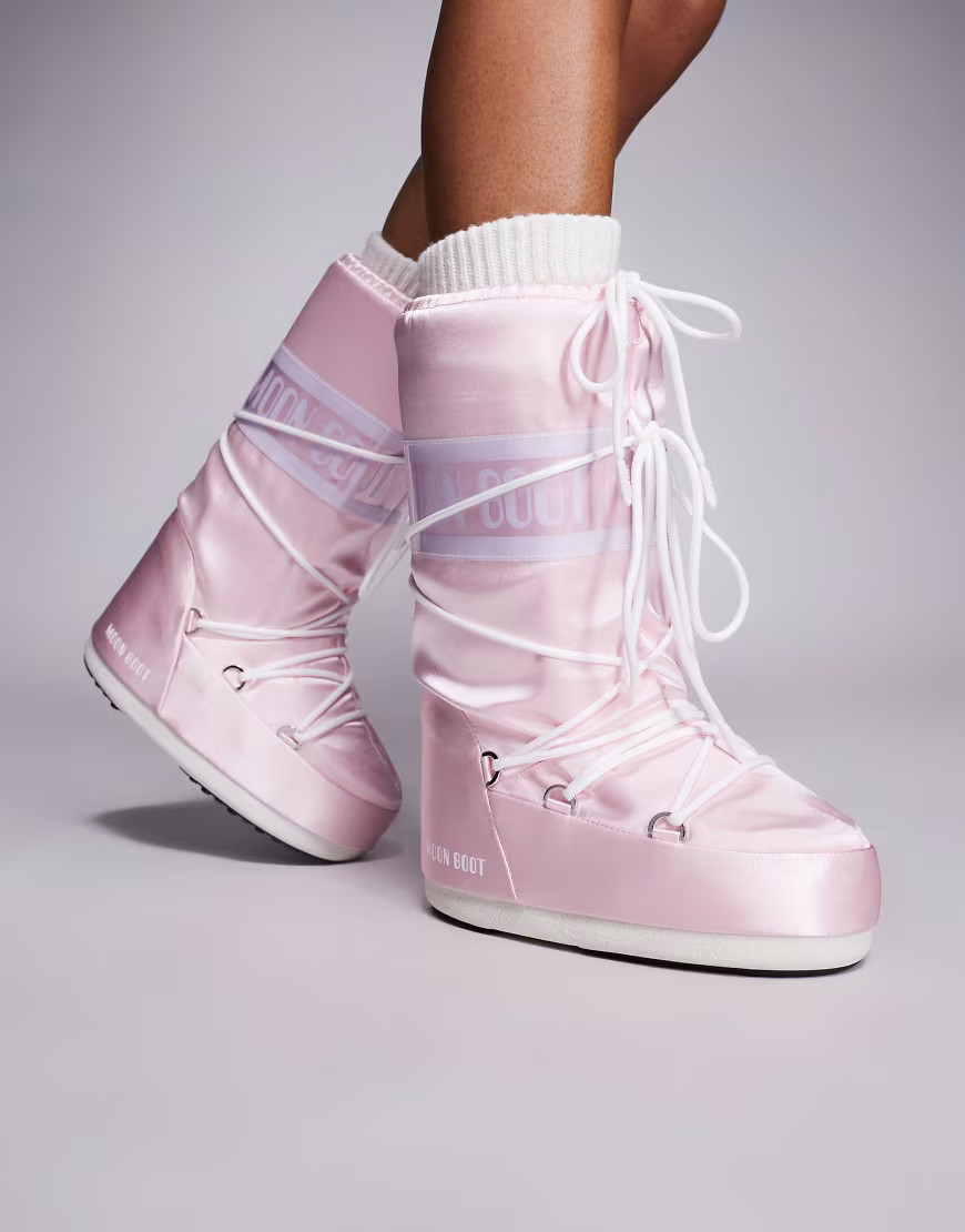 Moonboot – Icon – Hohe Schneestiefel in Perlrosa | ASOS (Global)