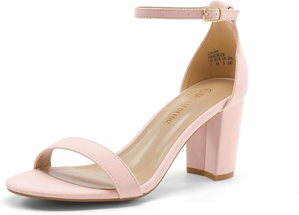 DREAM PAIRS Women's Chunk Low Heel Pump Sandals | Amazon (US)