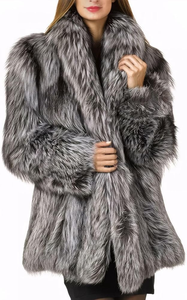 Womens Fuax Fur Coat Winter Warm Fluffy Faux Fur Parka Jacket Thick Plus Size Outerwear Overcoat | Amazon (US)