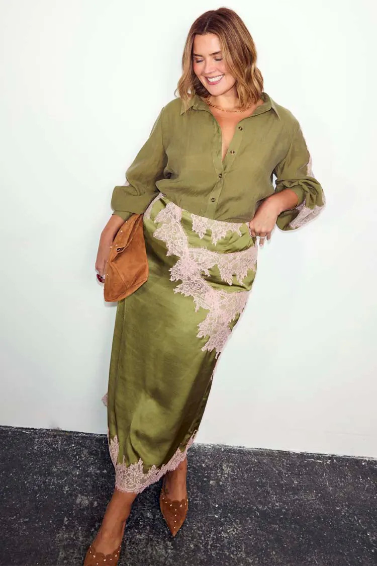 Olive & Pink Lily Skirt | Never Fully Dressed US