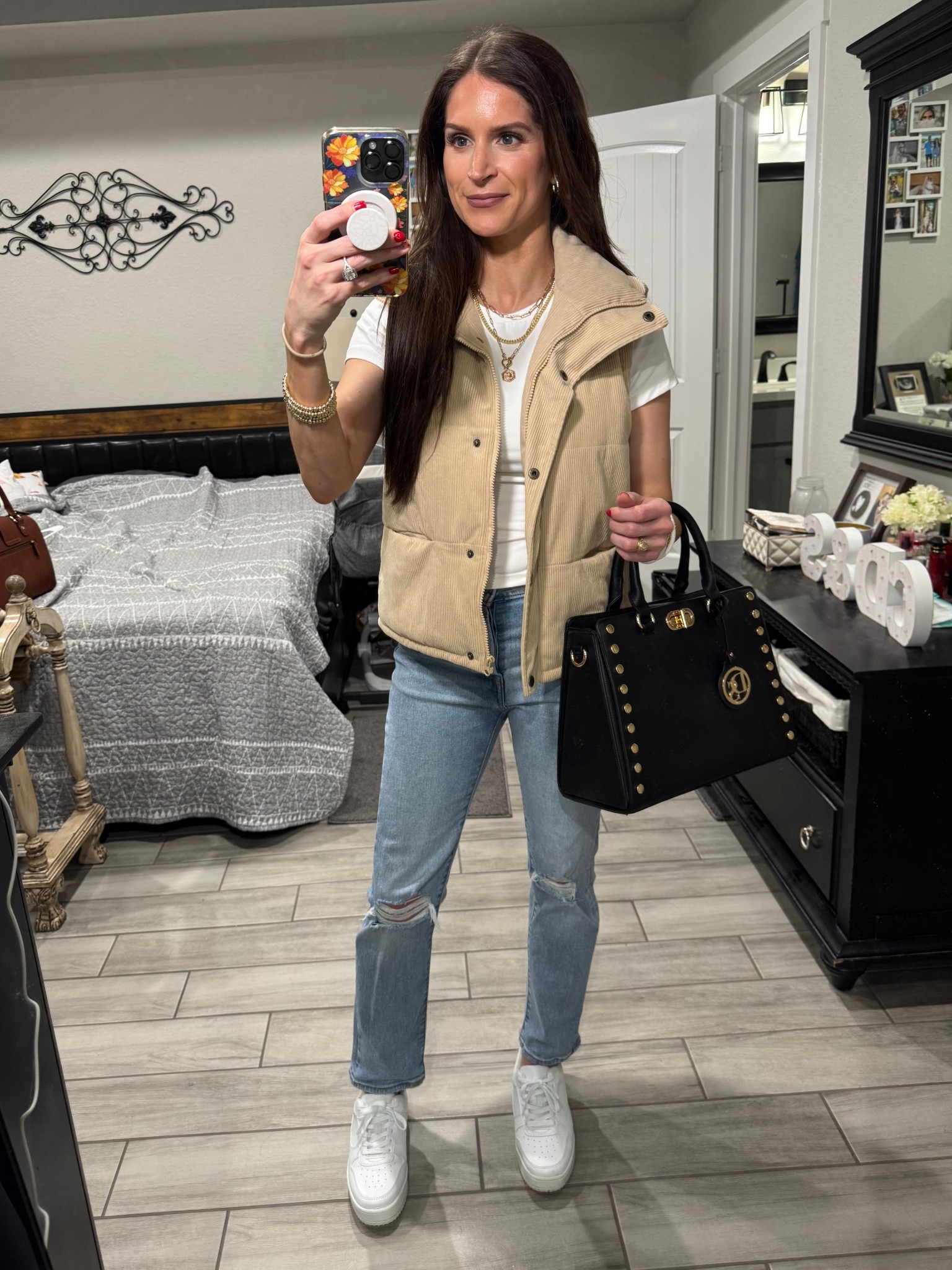 My handbag is on Prime Spring Deal! It comes with a matching clutch & has other color options. Wearing a small shirt/vest, size 25 jeans & sneakers run TTS.

#LTKStyleTip #LTKItBag #LTKSaleAlert