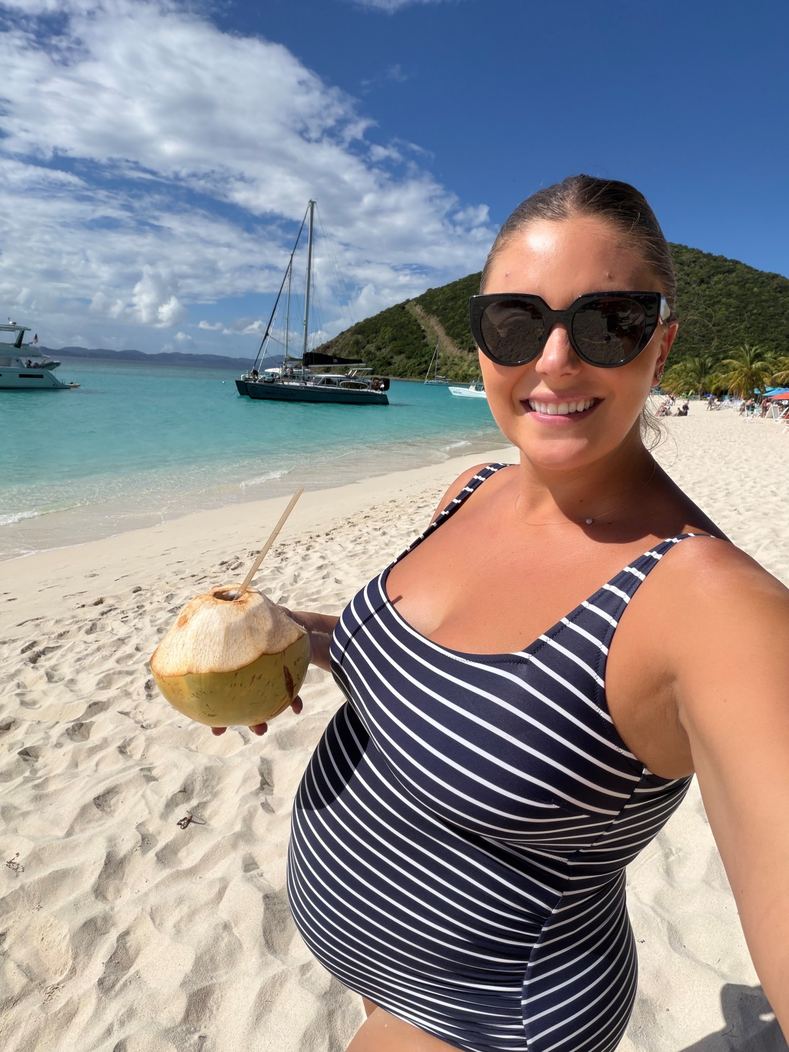 Exact printing swimsuit isn’t available, but sharing the exact suit in a different print + similar styles. Wearing size XL in maternity swimsuit. Use CARALYNM at Cakes Body. 

#LTKootd #LTKBump #LTKPlusSize