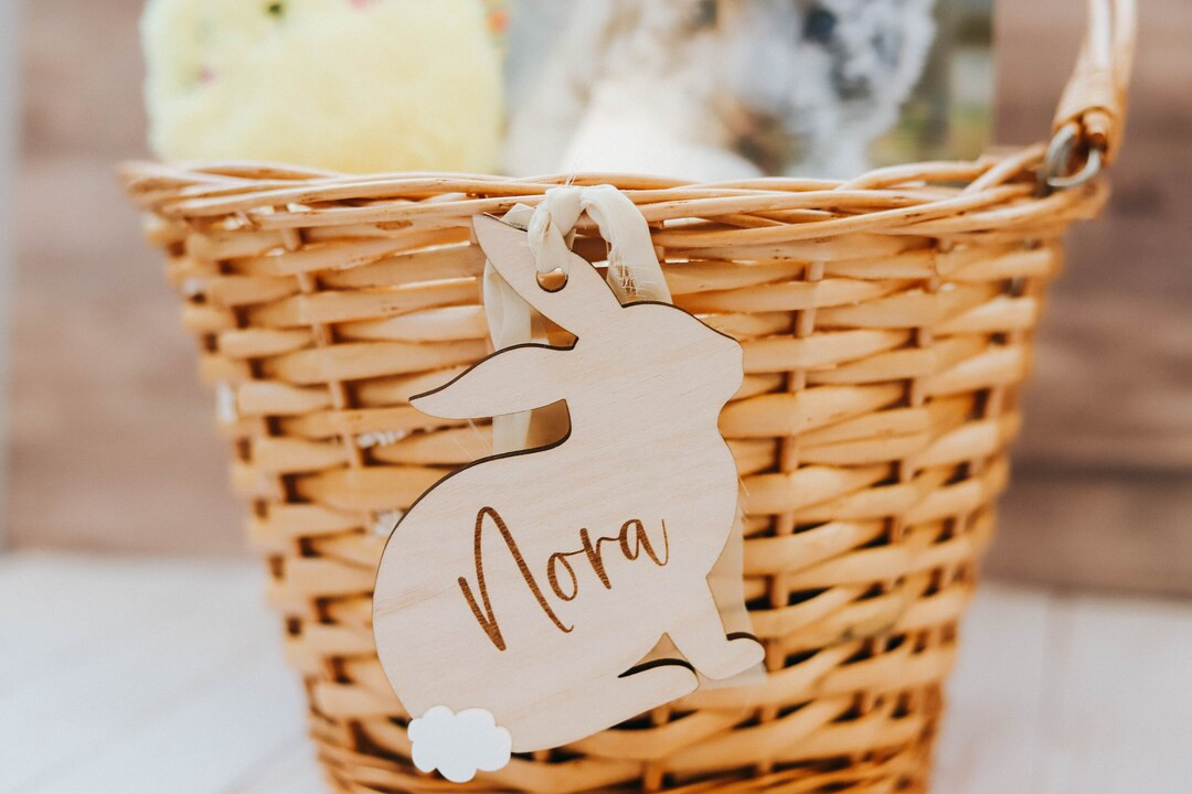 Personalized Easter Basket Tag | Custom Name Easter Bunny Wooden Tag | Etsy (US)