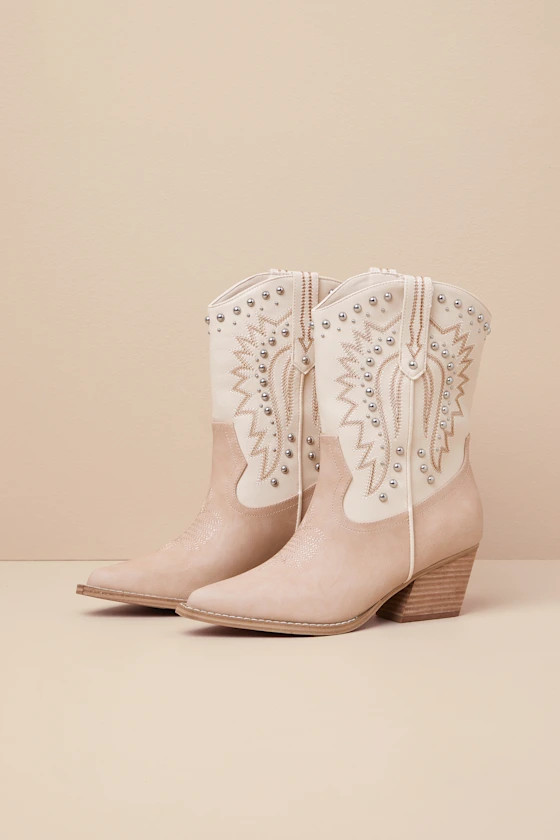 Aledo Sand Multi Suede Studded Mid-Calf Western Boots
            DV By Dolce Vita
         $90
 ... | Lulus