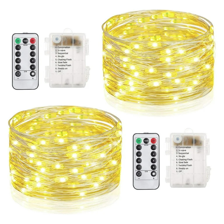 2 Set Fairy Lights Battery Operated - Led String Lights 8 Modes 33Ft 100 LED Starry Lights - Silv... | Walmart (US)
