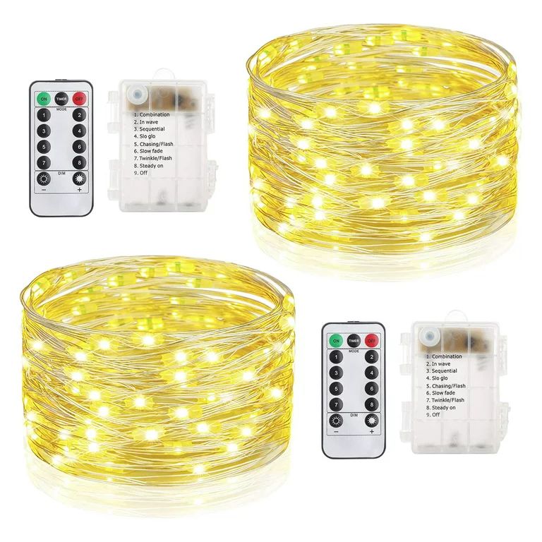 2 Set Fairy Lights Battery Operated - Led String Lights 8 Modes 33Ft 100 LED Starry Lights - Silv... | Walmart (US)
