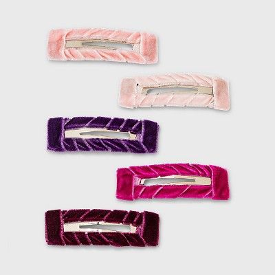 Multi Pink Velvet Snap Clips Set 5pc - Wild Fable™ Assorted Pinks | Target