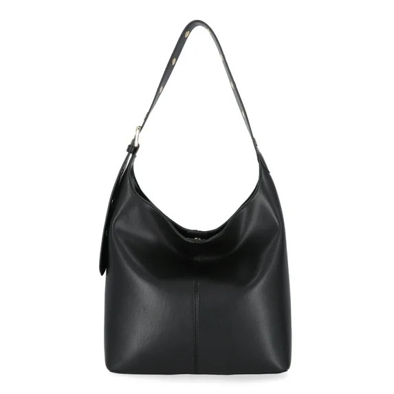 Time and Tru Women's Shively Faux Leather Bucket Handbag, Black | Walmart (US)