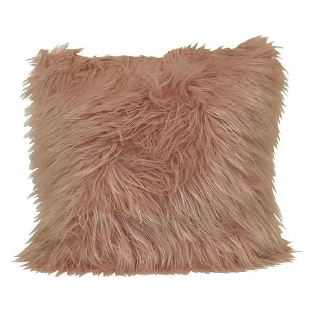 Better Homes & Gardens Angora Faux Fur Decorative Pillow, 18" x 18" Square, Pearl Blush - Walmart... | Walmart (US)