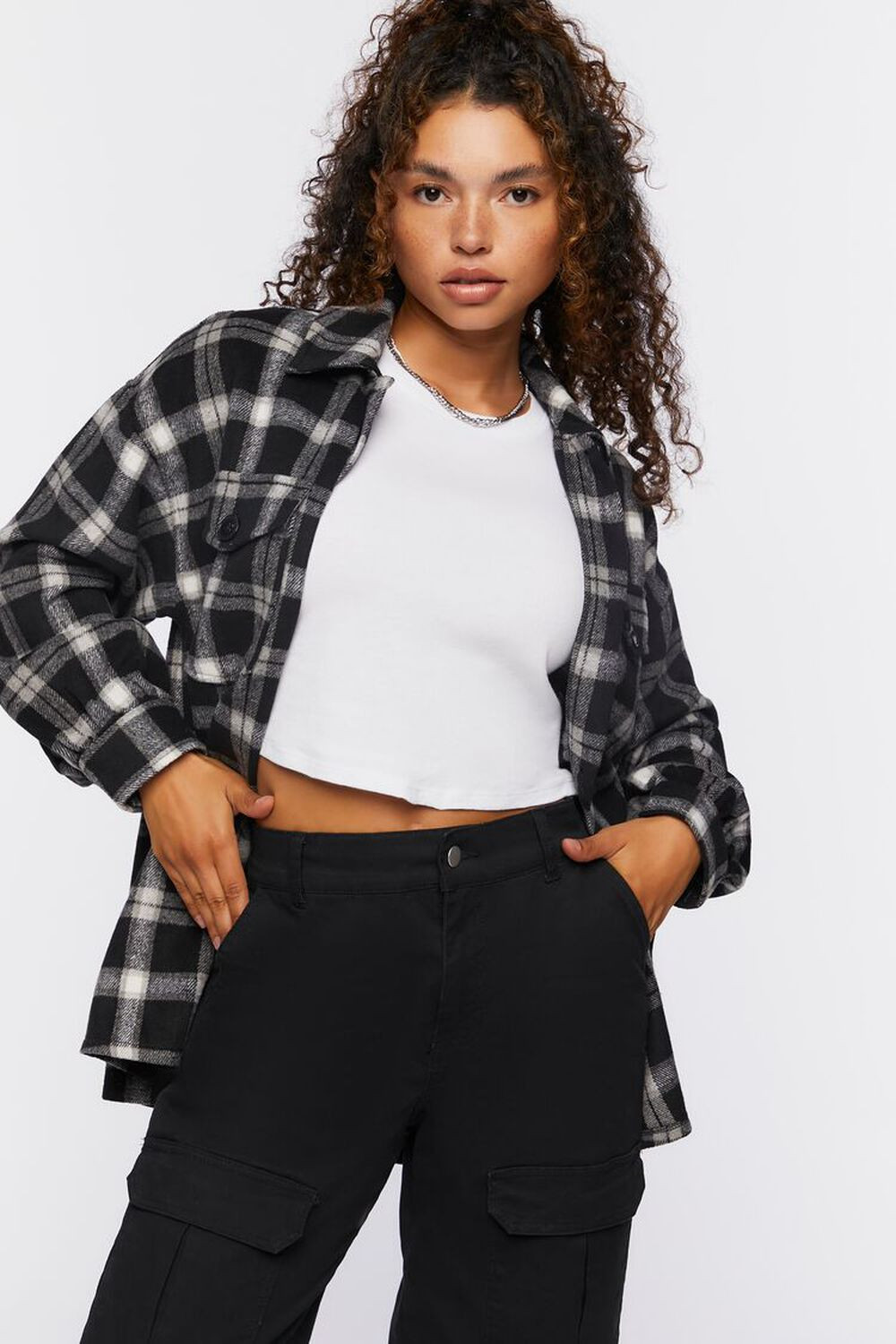 Plaid Button-Up Shacket | Forever 21 | Forever 21 (US)