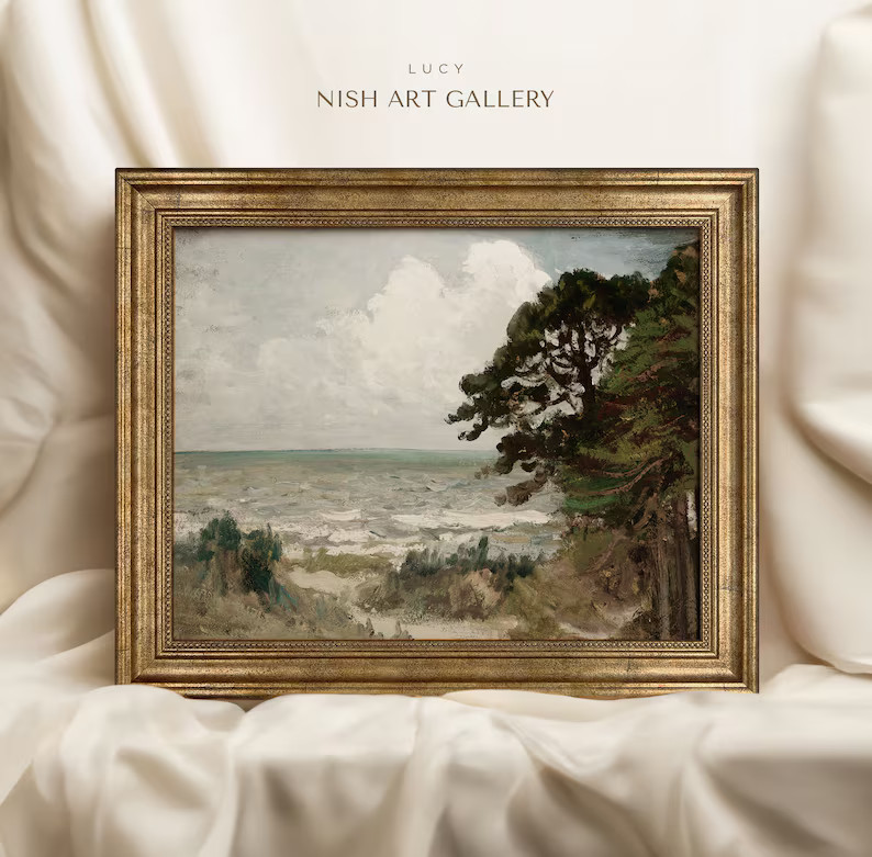 Vintage Beach Art Print FRAMED Coastal Oil Painting Print Giclee Art Print Housewarming Gift 122 ... | Etsy (US)