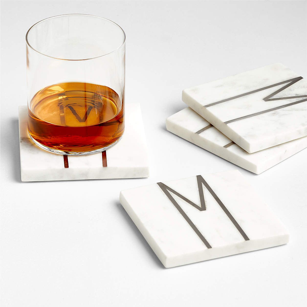 Marble "A" Monogram Coasters, Set of 4 + Reviews | Crate & Barrel | Crate & Barrel