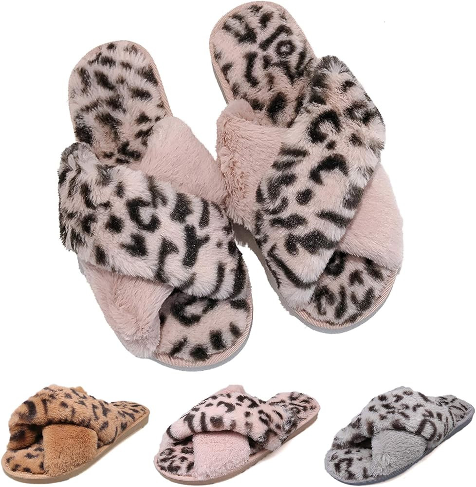 TONGSONG Cozy House Slippers for Women for Indoor and Outdoor Fuzzy Slippers Womens with Cross Ba... | Amazon (US)
