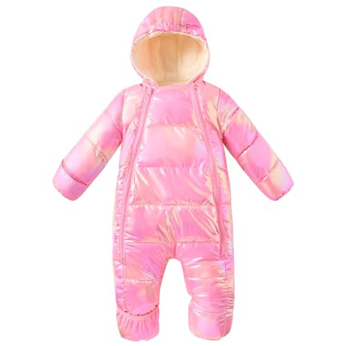 uideazone Snow Suit for Baby Girls 12-18 Months Toddler Winter Snowsuit Infant Long Sleeve Jumpsuit Snow Wear Outwear Puffer Down Coats for Outdoor Play | Amazon (US)