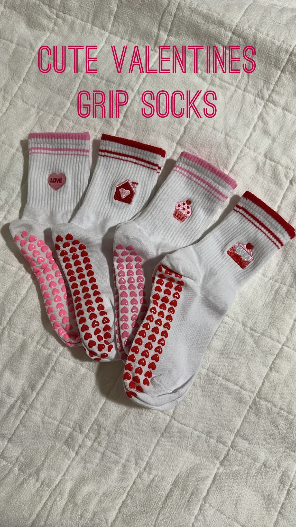 Cute valentine grip socks 💌 4 pk under $15 🩷

#LTKfitnessgoals #LTKActive #LTKValentine
