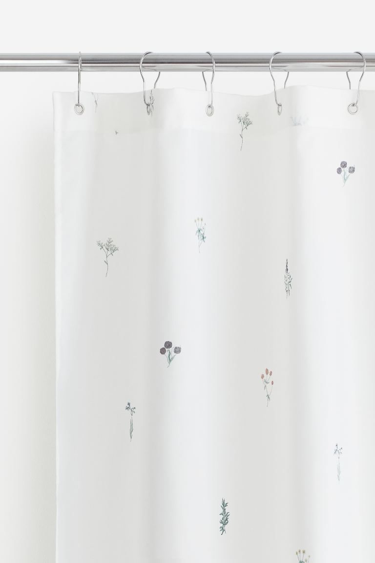 Floral Shower Curtain - White/floral - Home All | H&M US | H&M (US + CA)