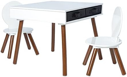 Milliard Kids Mid Century Modern Table and Chair Set Wooden with Storage Baskets, Activity Playse... | Amazon (US)