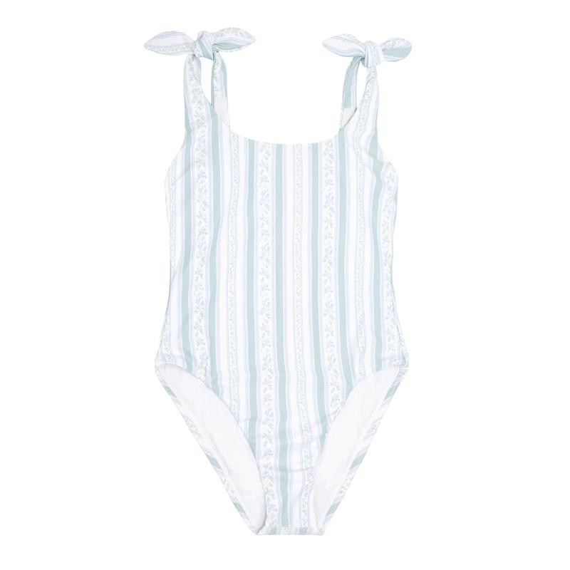 women's linear floral tie knot one piece | minnow