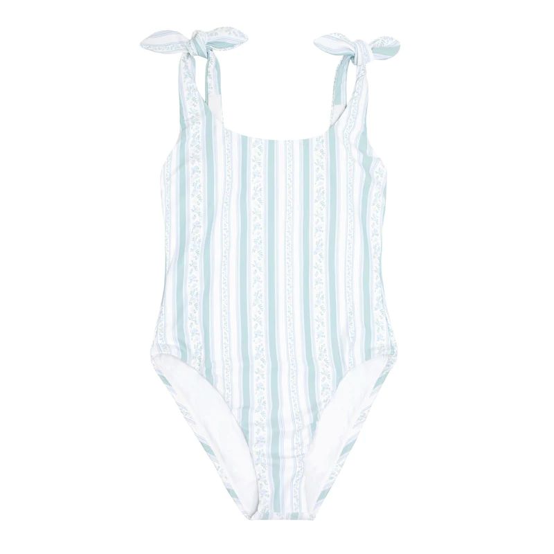 women's linear floral tie knot one piece | minnow