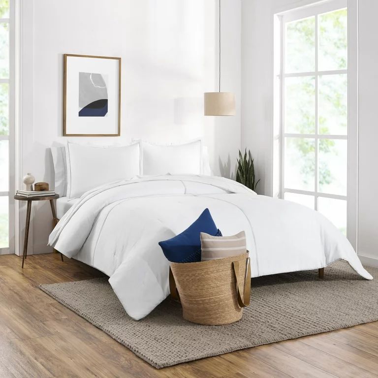Gap Home Washed Denim Reversible Organic Cotton Comforter Set, Twin, White, 2-Pieces | Walmart (US)
