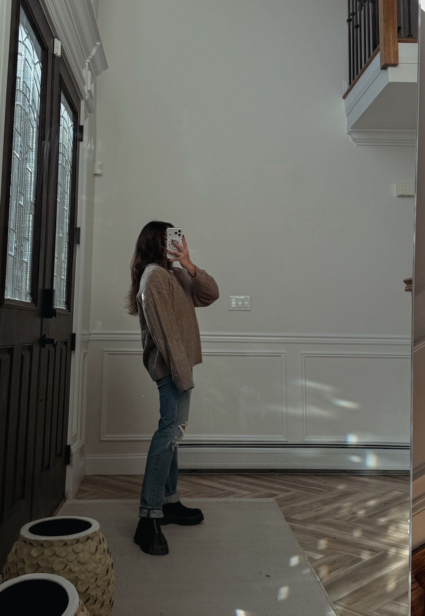 Medium sweater, size 26 denim. Boots are TTS  

#LTKSeasonal #LTKStyleTip #LTKShoeCrush